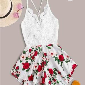 Floral White Romper